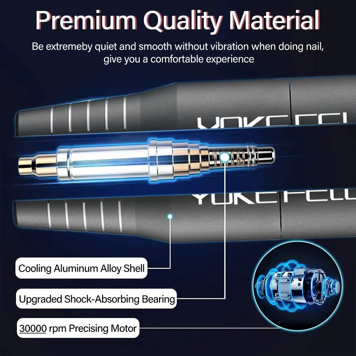 YOKEFELLOW 30000/35000RPM Nail Drill Machine Portable USB Low Noise for Cutting Manicure Machine Electric Salon Nail Equipment
