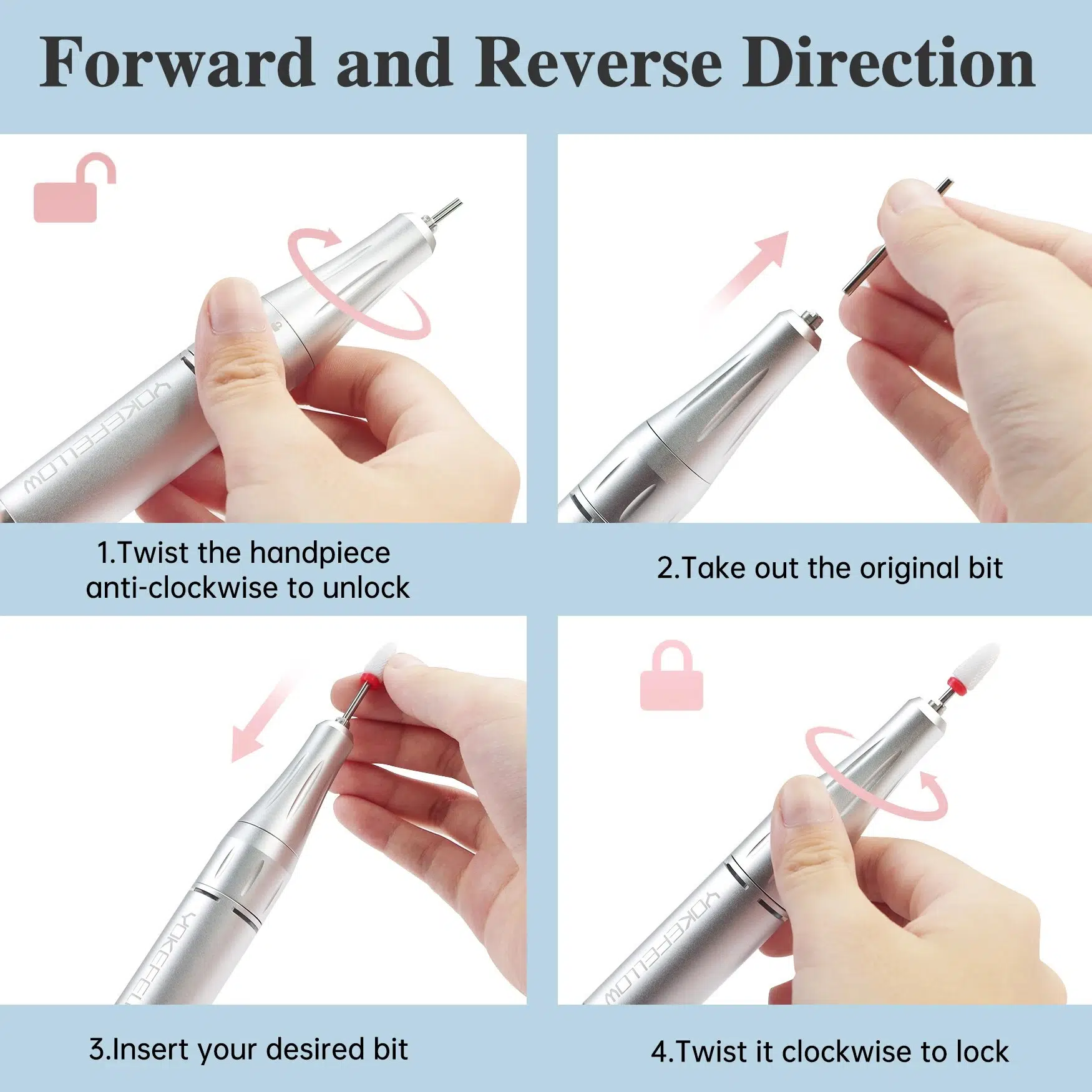 YOKEFELLOW 30000/35000RPM Nail Drill Machine Portable USB Low Noise for Cutting Manicure Machine Electric Salon Nail Equipment