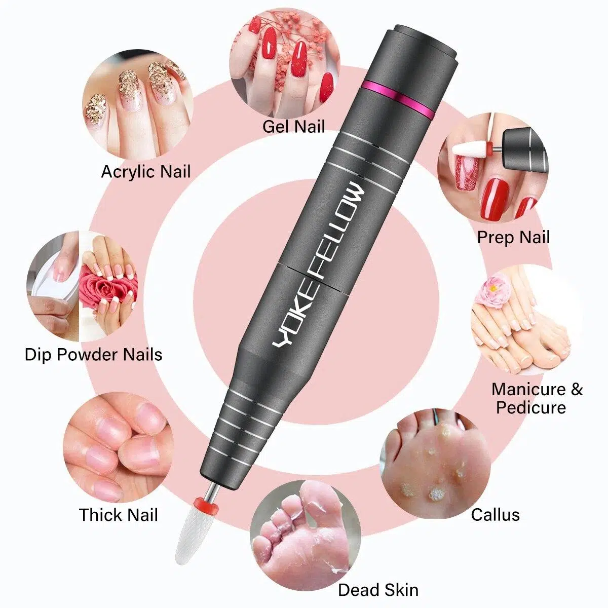 YOKEFELLOW 30000/35000RPM Nail Drill Machine Portable USB Low Noise for Cutting Manicure Machine Electric Salon Nail Equipment