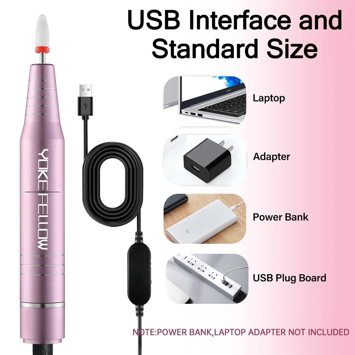 YOKEFELLOW 30000/35000RPM Nail Drill Machine Portable USB Low Noise for Cutting Manicure Machine Electric Salon Nail Equipment YOKEFELLOW 30000/35000RPM Nail Drill Machine Portable USB Low Noise for Cutting Manicure Machine Electric Salon Nail Equipment