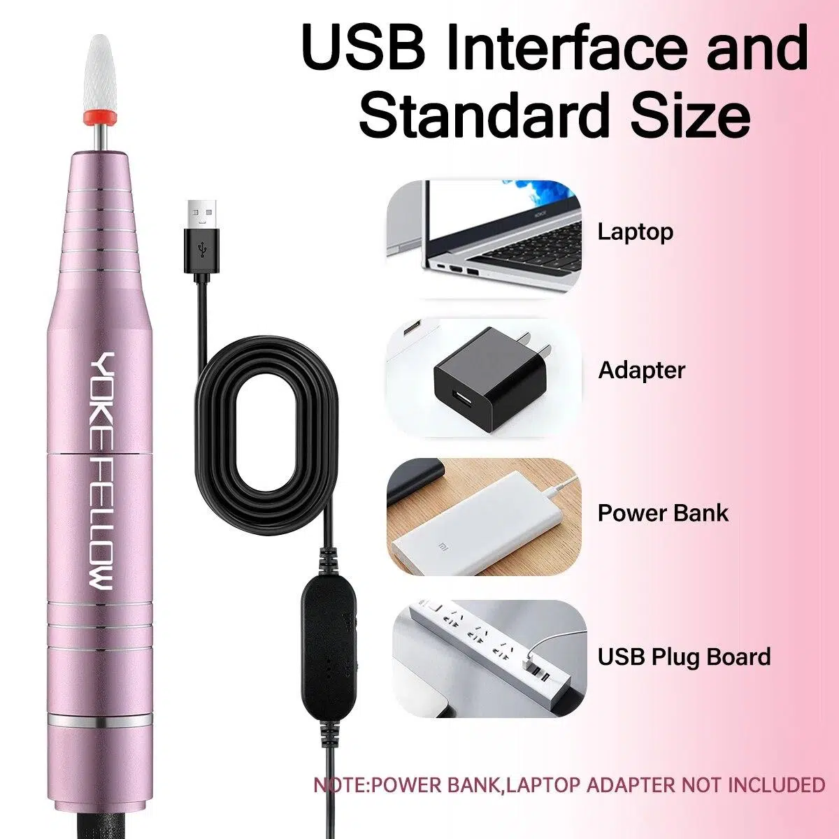 YOKEFELLOW 30000/35000RPM Nail Drill Machine Portable USB Low Noise for Cutting Manicure Machine Electric Salon Nail Equipment