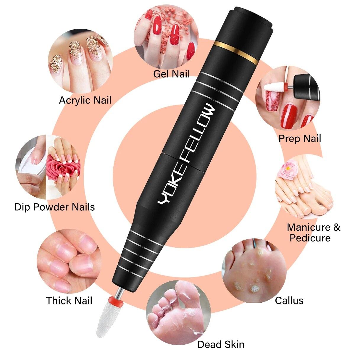 YOKEFELLOW 30000/35000RPM Nail Drill Machine Portable USB Low Noise for Cutting Manicure Machine Electric Salon Nail Equipment YOKEFELLOW 30000/35000RPM Nail Drill Machine Portable USB Low Noise for Cutting Manicure Machine Electric Salon Nail Equipment