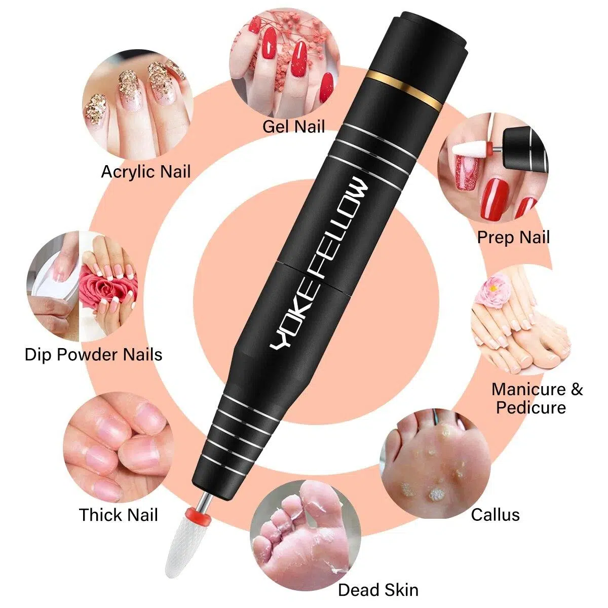 YOKEFELLOW 30000/35000RPM Nail Drill Machine Portable USB Low Noise for Cutting Manicure Machine Electric Salon Nail Equipment