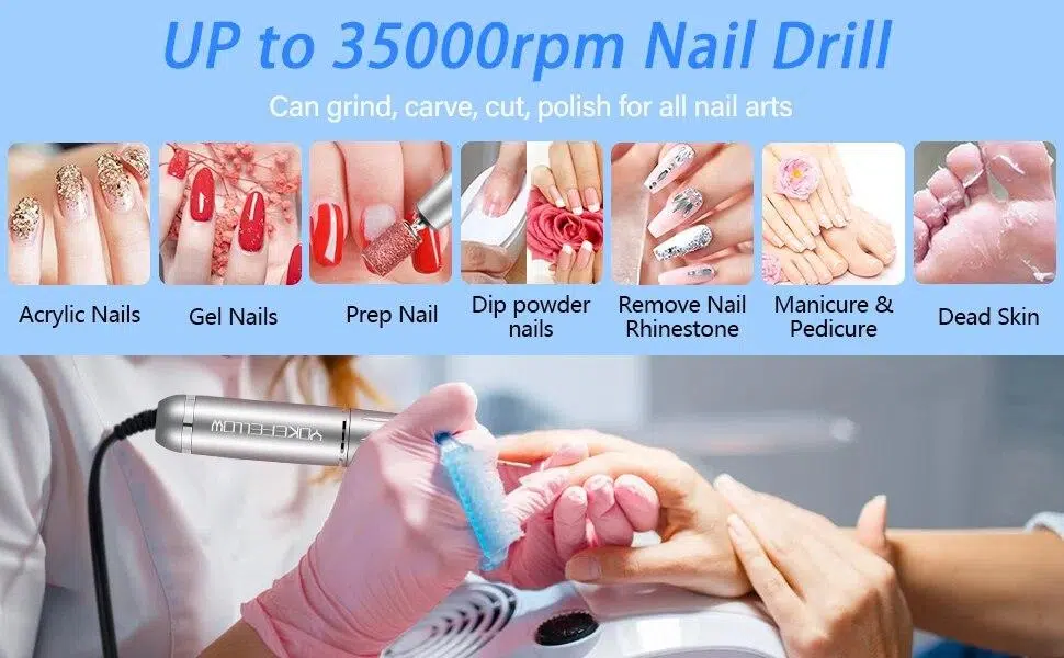 YOKEFELLOW 30000/35000RPM Nail Drill Machine Portable USB Low Noise for Cutting Manicure Machine Electric Salon Nail Equipment