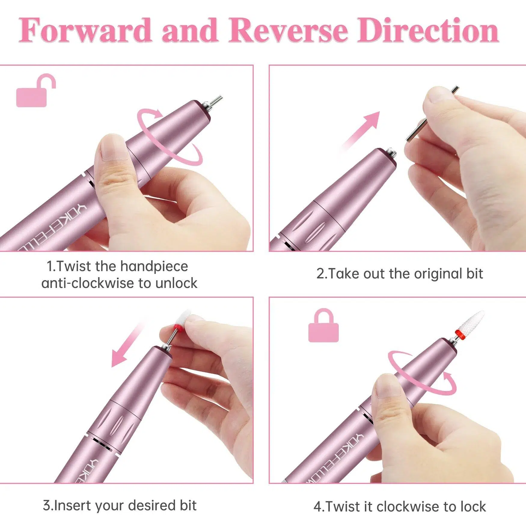 YOKEFELLOW 30000/35000RPM Nail Drill Machine Portable USB Low Noise for Cutting Manicure Machine Electric Salon Nail Equipment