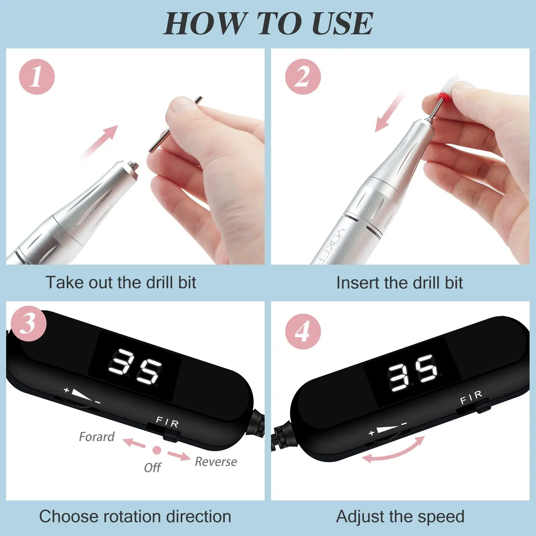 YOKEFELLOW 30000/35000RPM Nail Drill Machine Portable USB Low Noise for Cutting Manicure Machine Electric Salon Nail Equipment