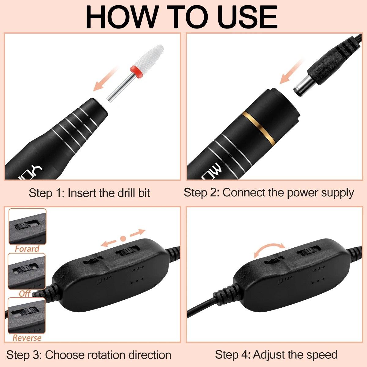 YOKEFELLOW 30000/35000RPM Nail Drill Machine Portable USB Low Noise for Cutting Manicure Machine Electric Salon Nail Equipment YOKEFELLOW 30000/35000RPM Nail Drill Machine Portable USB Low Noise for Cutting Manicure Machine Electric Salon Nail Equipment