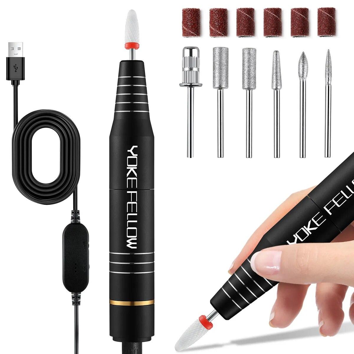 YOKEFELLOW 30000/35000RPM Nail Drill Machine Portable USB Low Noise for Cutting Manicure Machine Electric Salon Nail Equipment YOKEFELLOW 30000/35000RPM Nail Drill Machine Portable USB Low Noise for Cutting Manicure Machine Electric Salon Nail Equipment