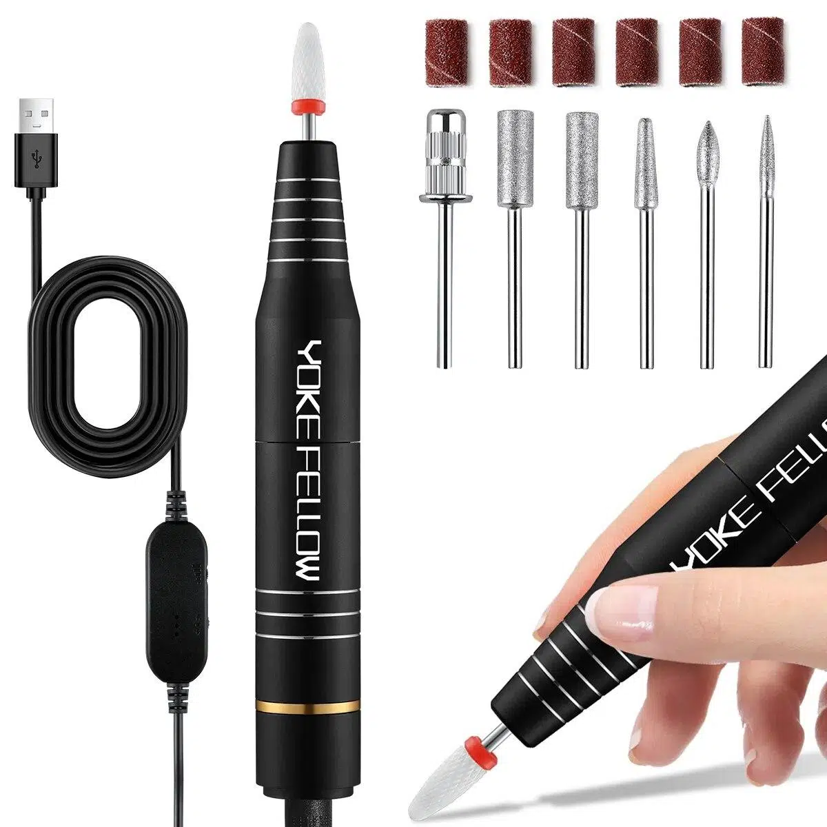YOKEFELLOW 30000/35000RPM Nail Drill Machine Portable USB Low Noise for Cutting Manicure Machine Electric Salon Nail Equipment