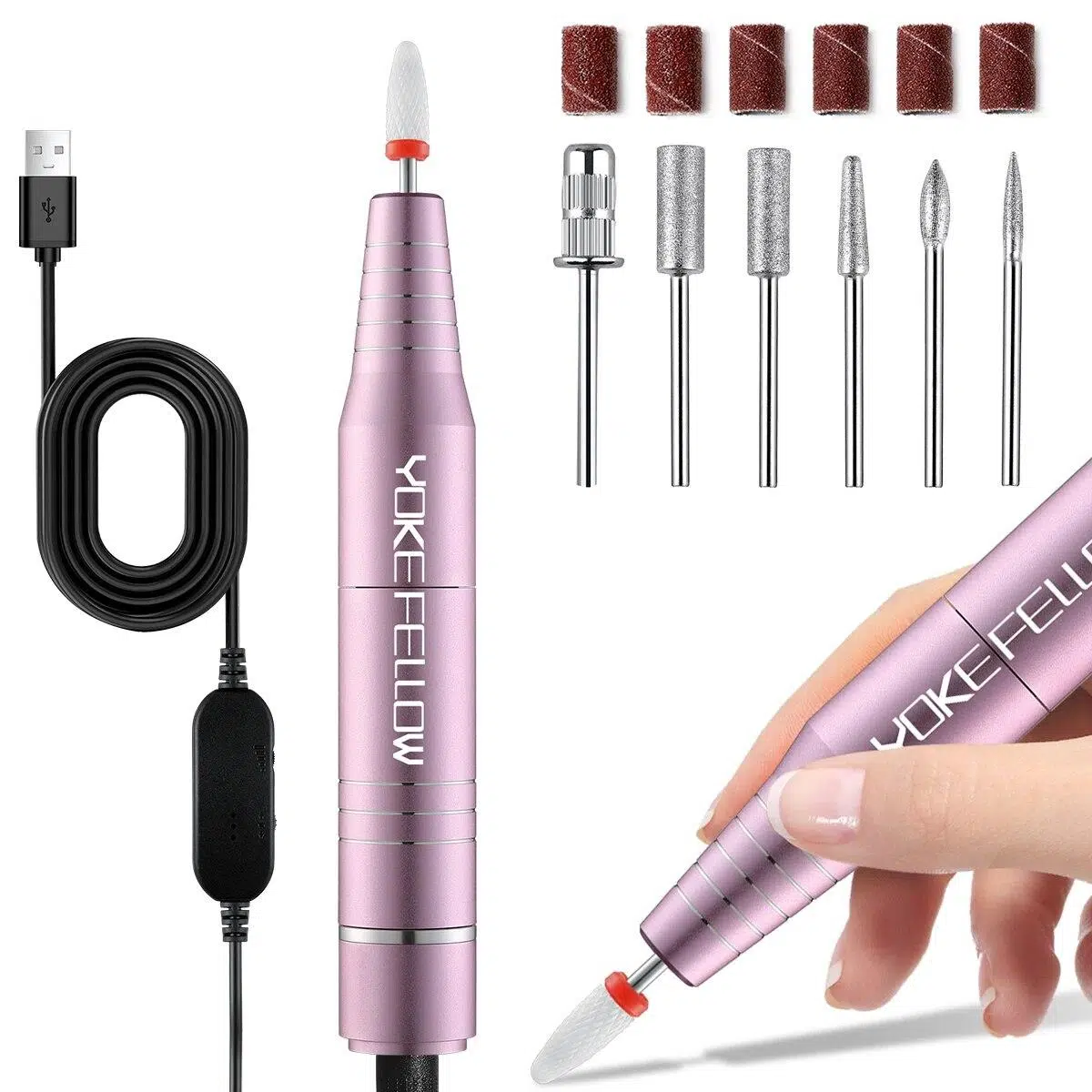 YOKEFELLOW 30000/35000RPM Nail Drill Machine Portable USB Low Noise for Cutting Manicure Machine Electric Salon Nail Equipment
