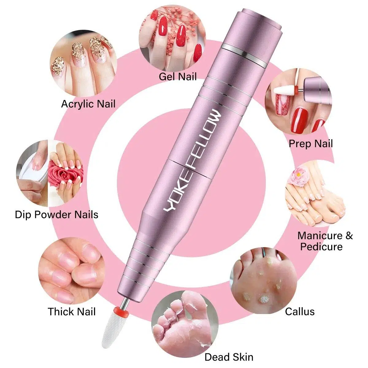 YOKEFELLOW 30000/35000RPM Nail Drill Machine Portable USB Low Noise for Cutting Manicure Machine Electric Salon Nail Equipment