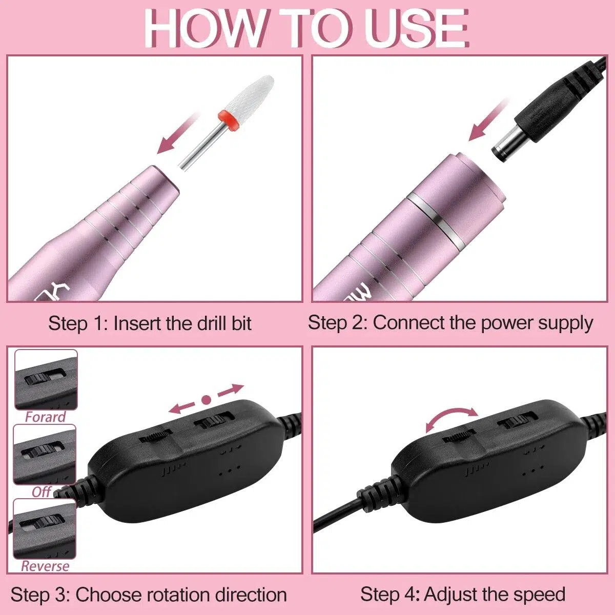 YOKEFELLOW 30000/35000RPM Nail Drill Machine Portable USB Low Noise for Cutting Manicure Machine Electric Salon Nail Equipment