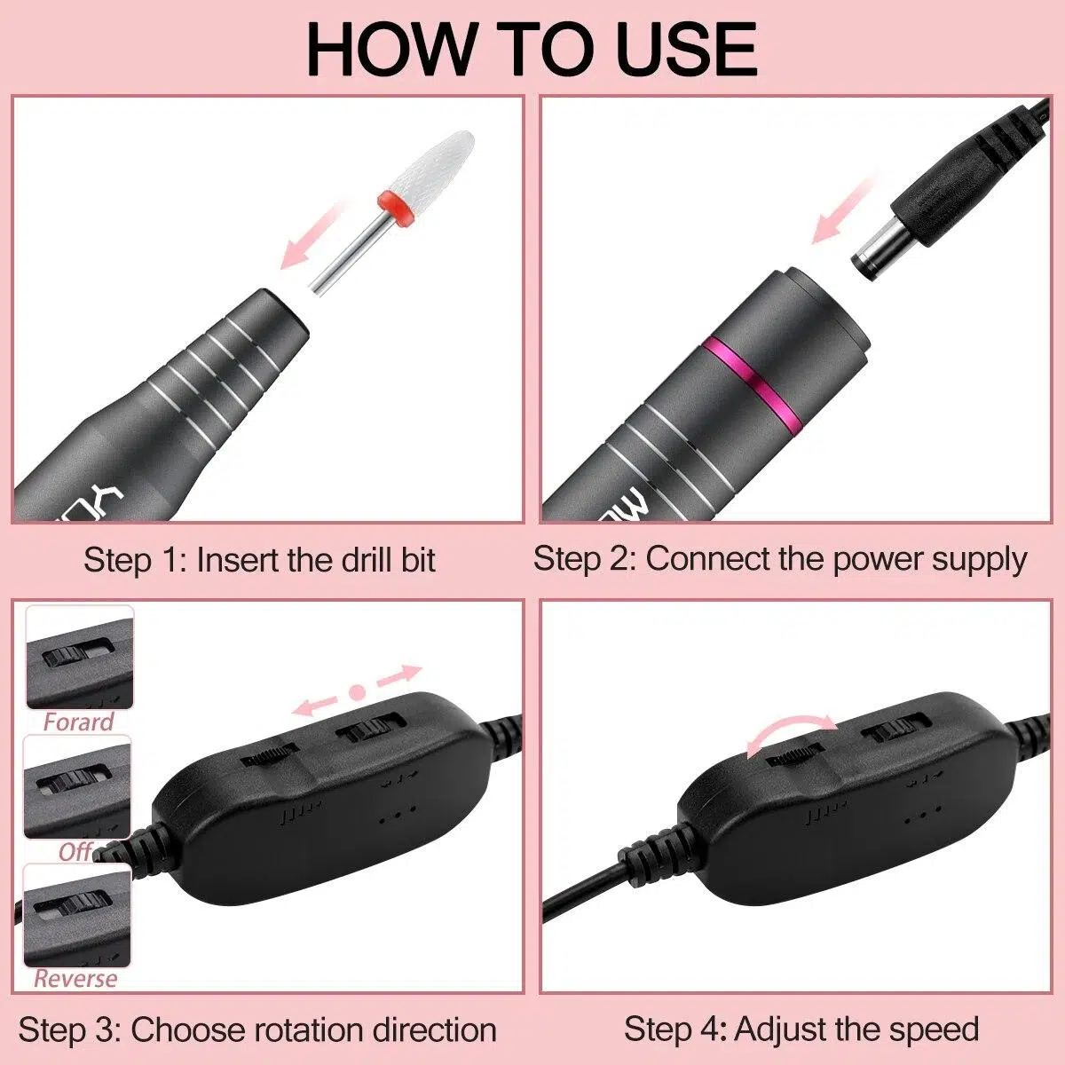 YOKEFELLOW 30000/35000RPM Nail Drill Machine Portable USB Low Noise for Cutting Manicure Machine Electric Salon Nail Equipment