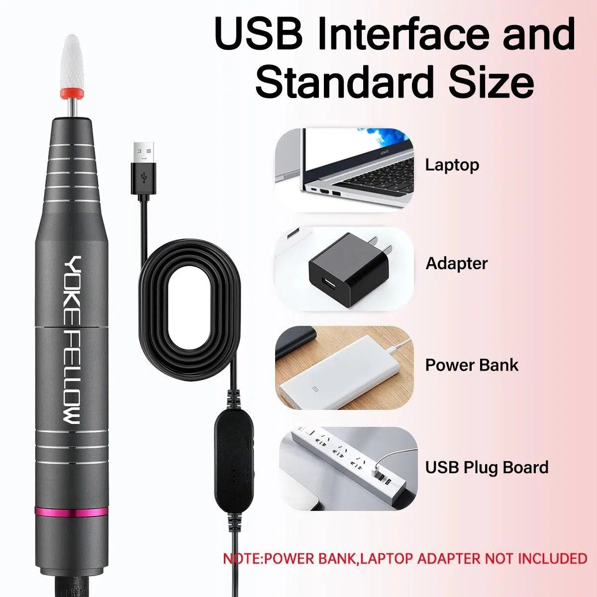 YOKEFELLOW 30000/35000RPM Nail Drill Machine Portable USB Low Noise for Cutting Manicure Machine Electric Salon Nail Equipment