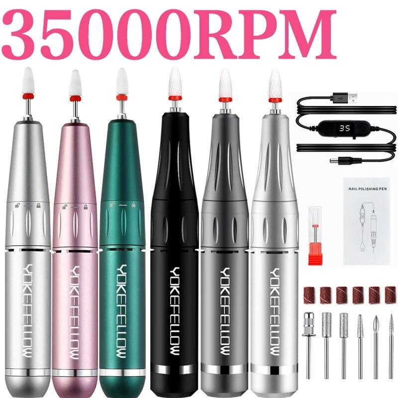 YOKEFELLOW 30000/35000RPM Nail Drill Machine Portable USB Low Noise for Cutting Manicure Machine Electric Salon Nail Equipment YOKEFELLOW 30000/35000RPM Nail Drill Machine Portable USB Low Noise for Cutting Manicure Machine Electric Salon Nail Equipment