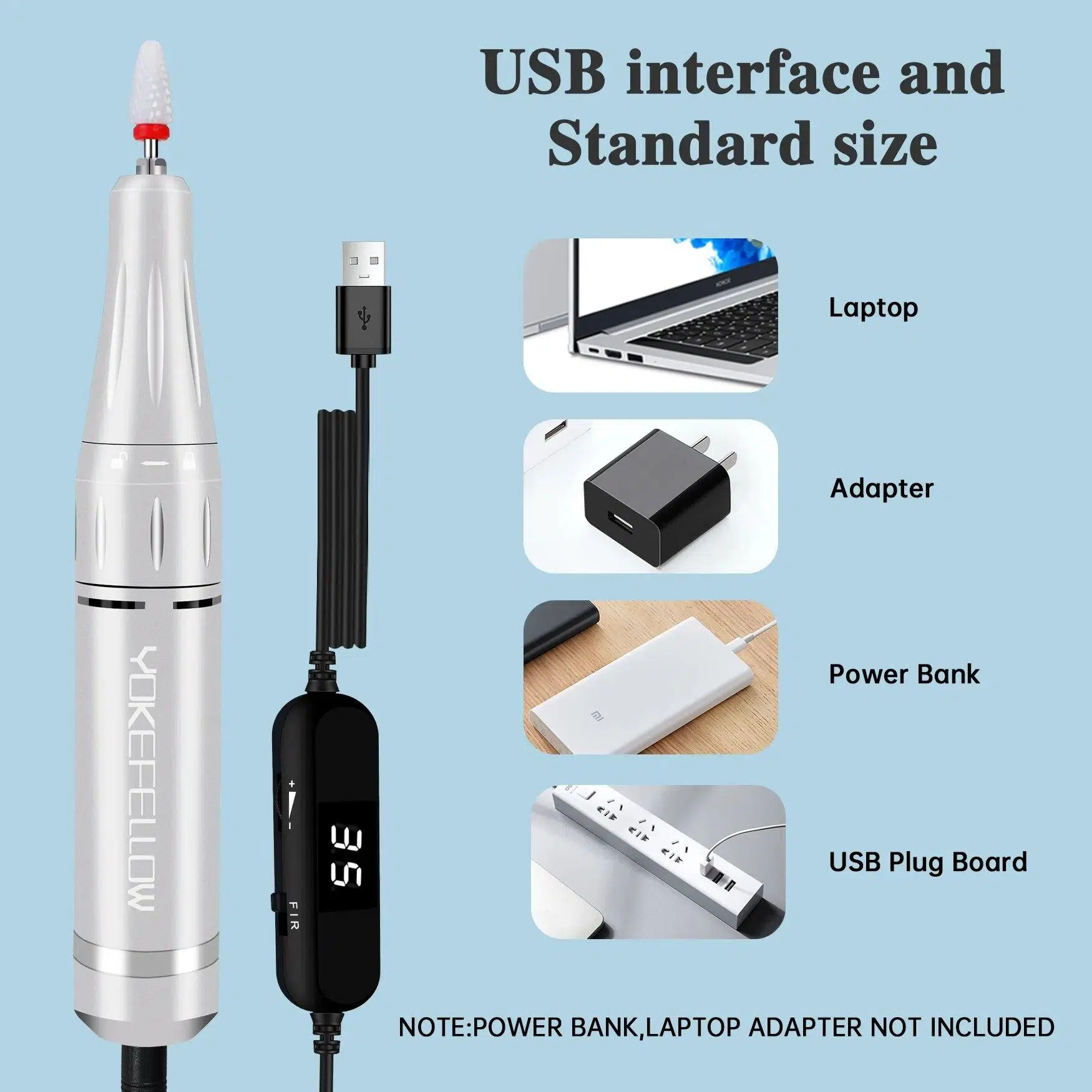 YOKEFELLOW 30000/35000RPM Nail Drill Machine Portable USB Low Noise for Cutting Manicure Machine Electric Salon Nail Equipment