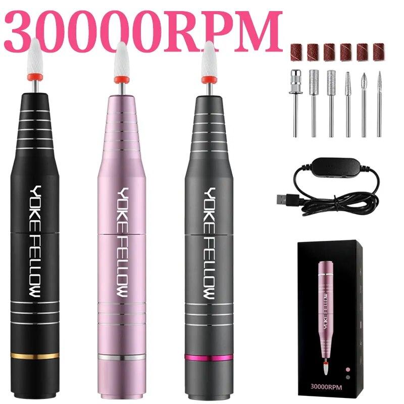 YOKEFELLOW 30000/35000RPM Nail Drill Machine Portable USB Low Noise for Cutting Manicure Machine Electric Salon Nail Equipment YOKEFELLOW 30000/35000RPM Nail Drill Machine Portable USB Low Noise for Cutting Manicure Machine Electric Salon Nail Equipment