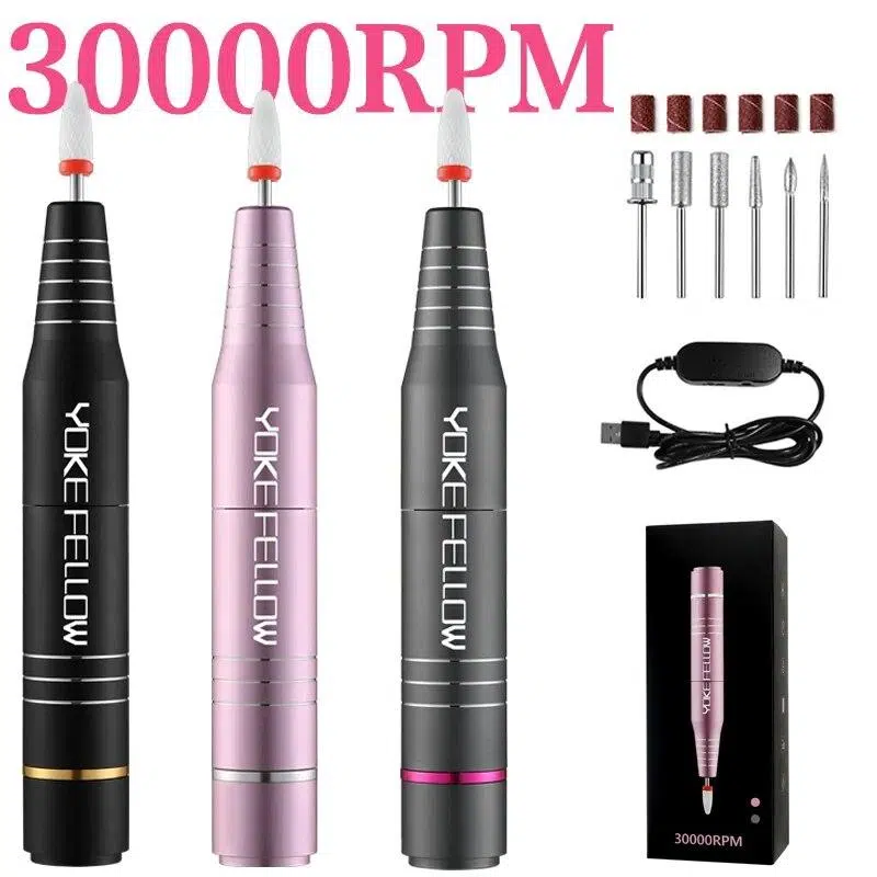 YOKEFELLOW 30000/35000RPM Nail Drill Machine Portable USB Low Noise for Cutting Manicure Machine Electric Salon Nail Equipment