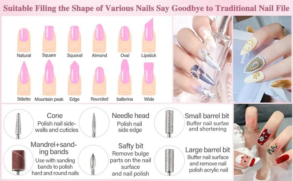 YOKEFELLOW 30000/35000RPM Nail Drill Machine Portable USB Low Noise for Cutting Manicure Machine Electric Salon Nail Equipment