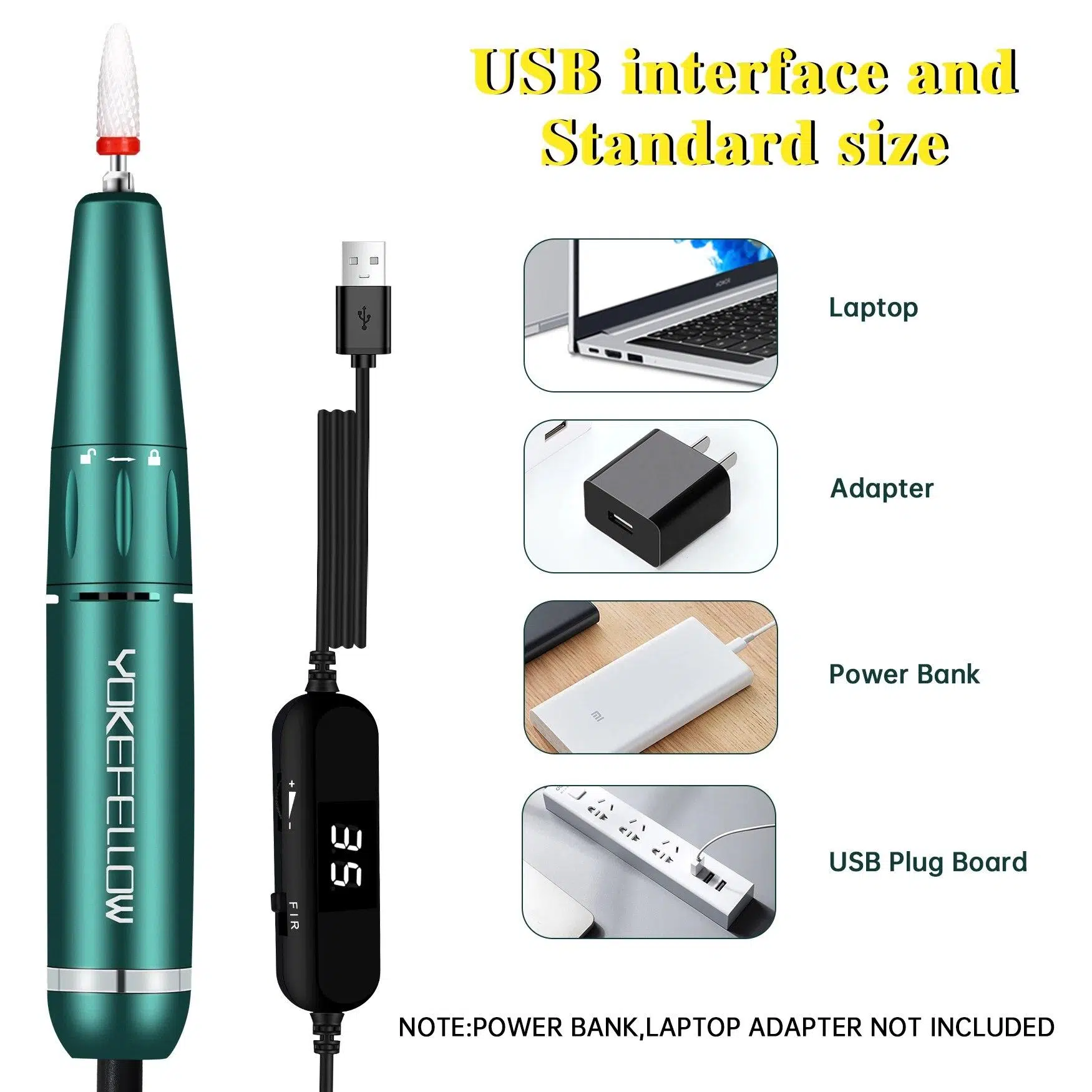 YOKEFELLOW 30000/35000RPM Nail Drill Machine Portable USB Low Noise for Cutting Manicure Machine Electric Salon Nail Equipment