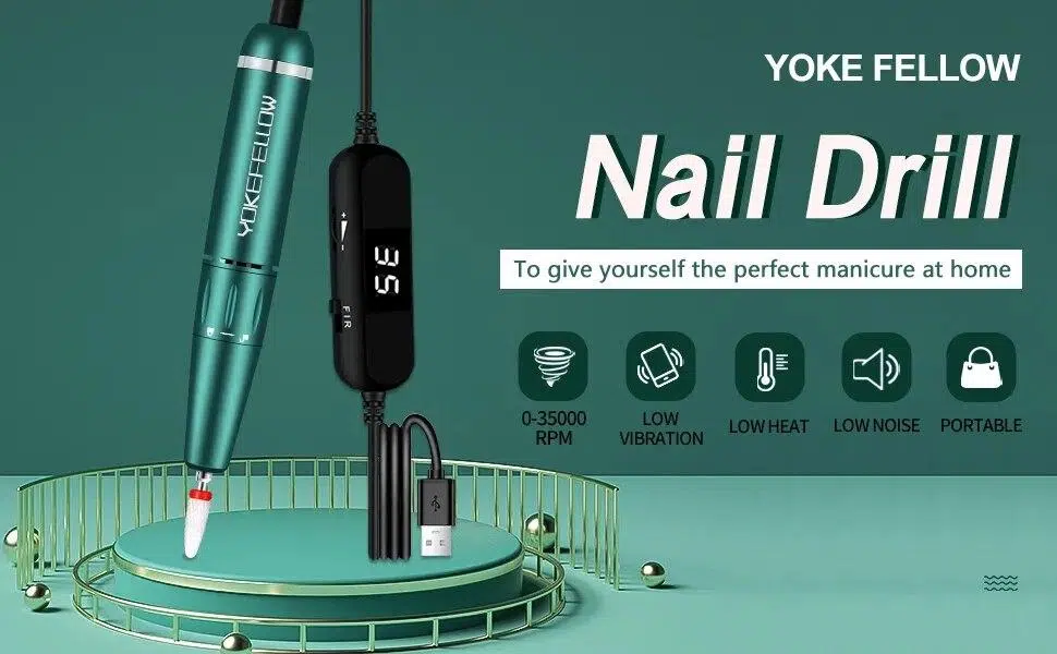 YOKEFELLOW 30000/35000RPM Nail Drill Machine Portable USB Low Noise for Cutting Manicure Machine Electric Salon Nail Equipment