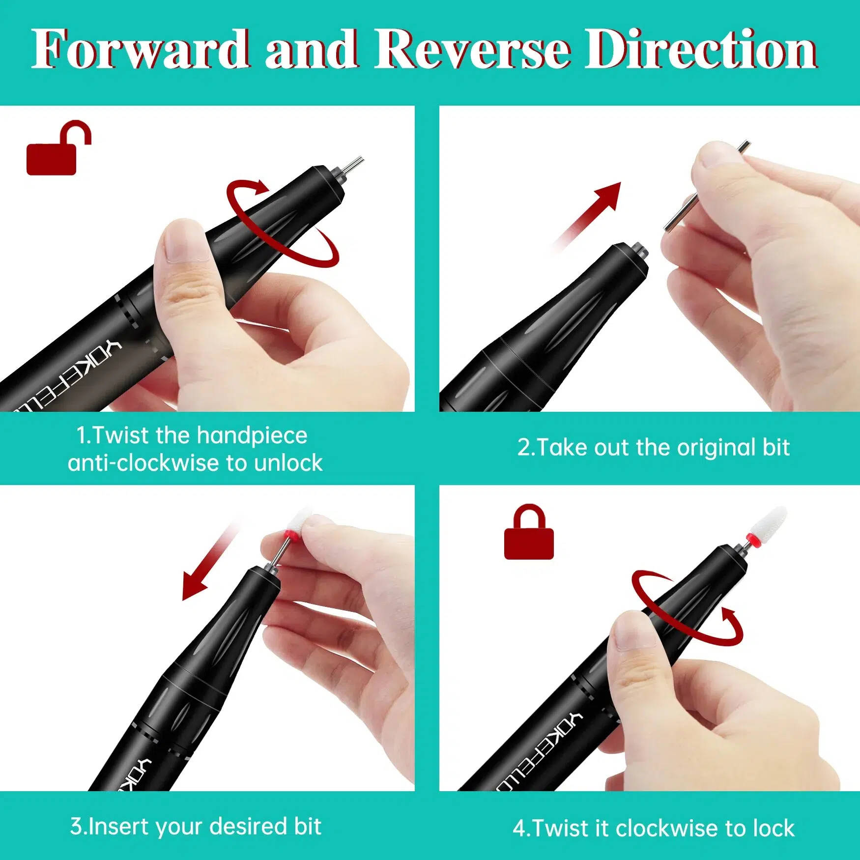 YOKEFELLOW 30000/35000RPM Nail Drill Machine Portable USB Low Noise for Cutting Manicure Machine Electric Salon Nail Equipment