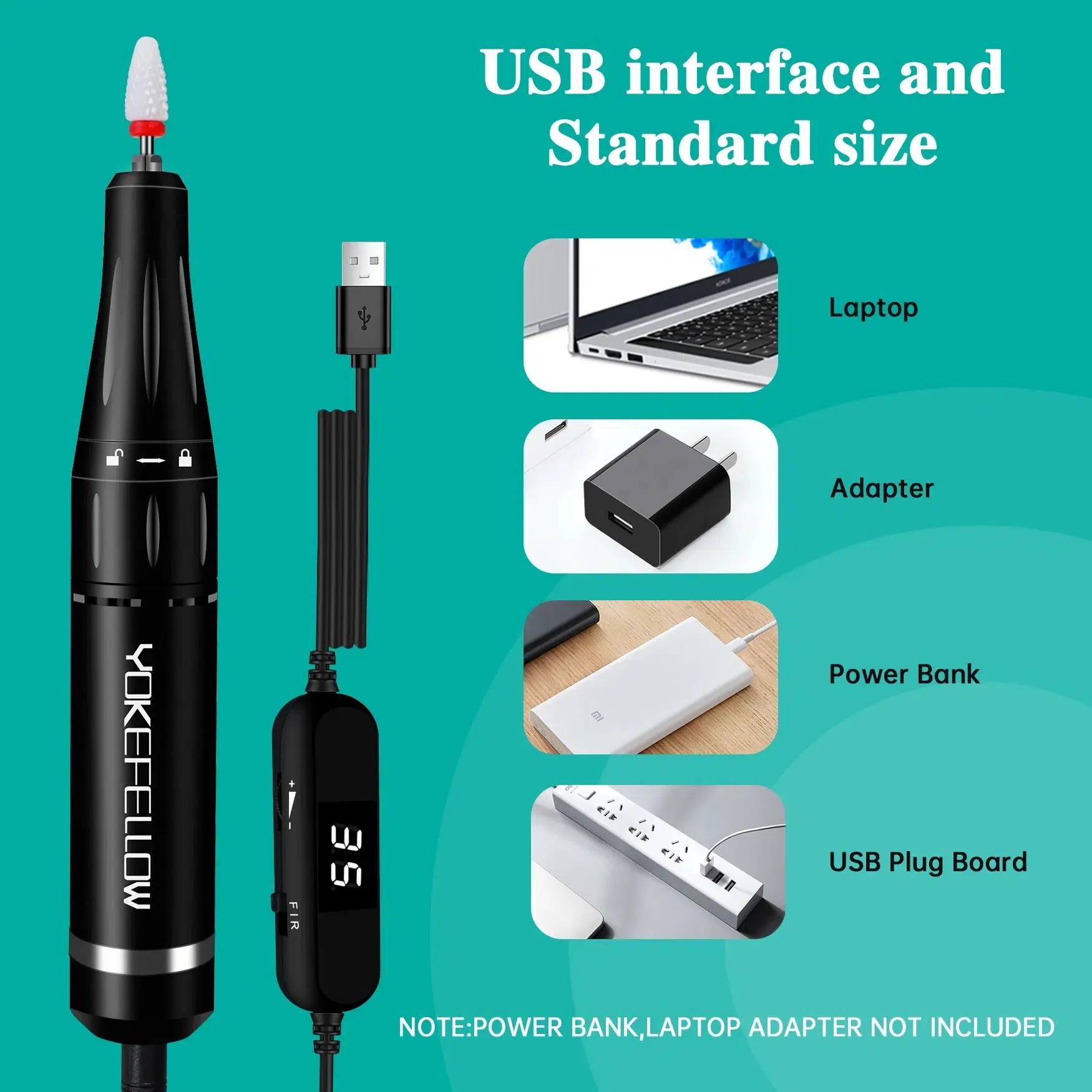 YOKEFELLOW 30000/35000RPM Nail Drill Machine Portable USB Low Noise for Cutting Manicure Machine Electric Salon Nail Equipment