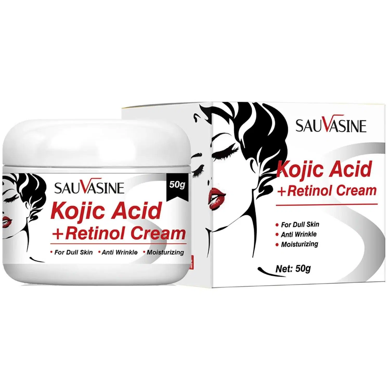 Kojic Acid Face Cream Retinol Whitening Cream Remove Dark Spots Anti Aging Brighten Moisturizing Nourishing Facial Skin Care