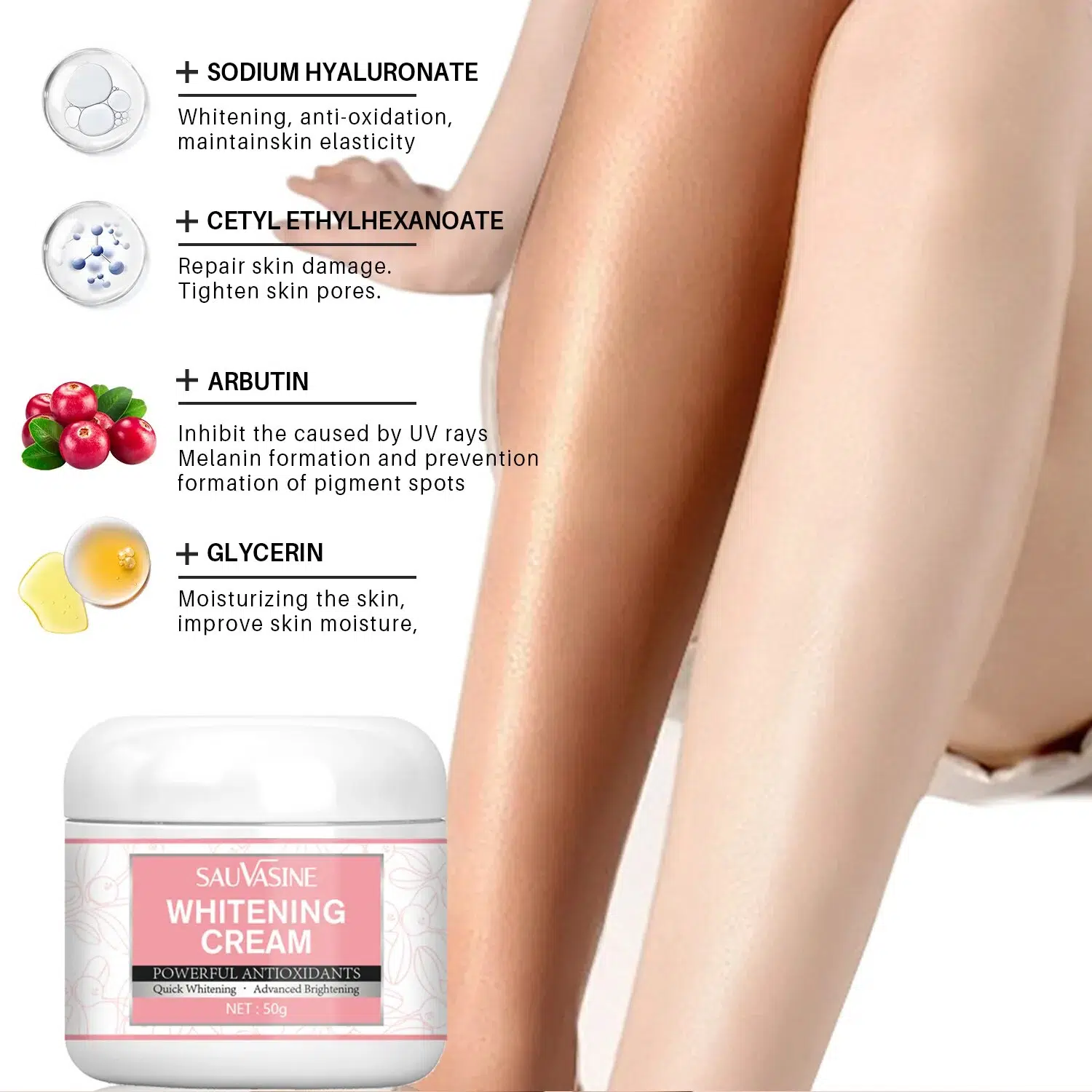 Body Whitening Cream Underarm Knee Buttocks Private Bleach Remove Melanin Pigmentation Improve Dull Nourish Brighten Skin Care