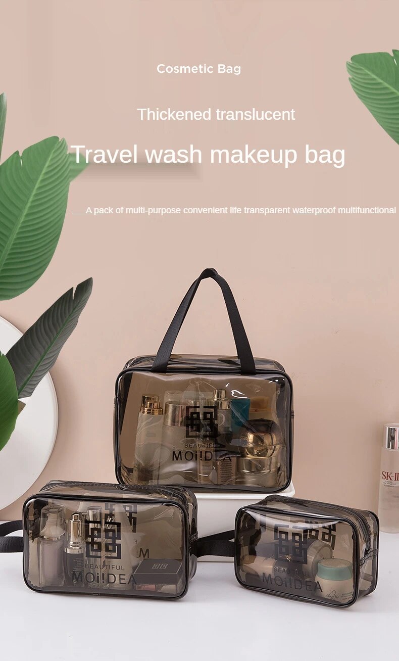 Portable Travel Wash Bag Female Transparent Waterproof Makeup Storage Pouch Cosmetic Bag, Multi-functional Cosmetics Wash Travel Bagli