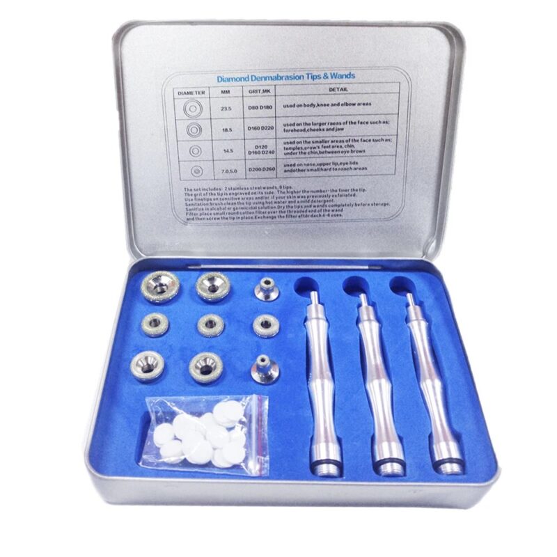 Replacement 3 Wands 9 Tips Dermabrasion Tips Stainless Steel Filter Set Beauty Tool