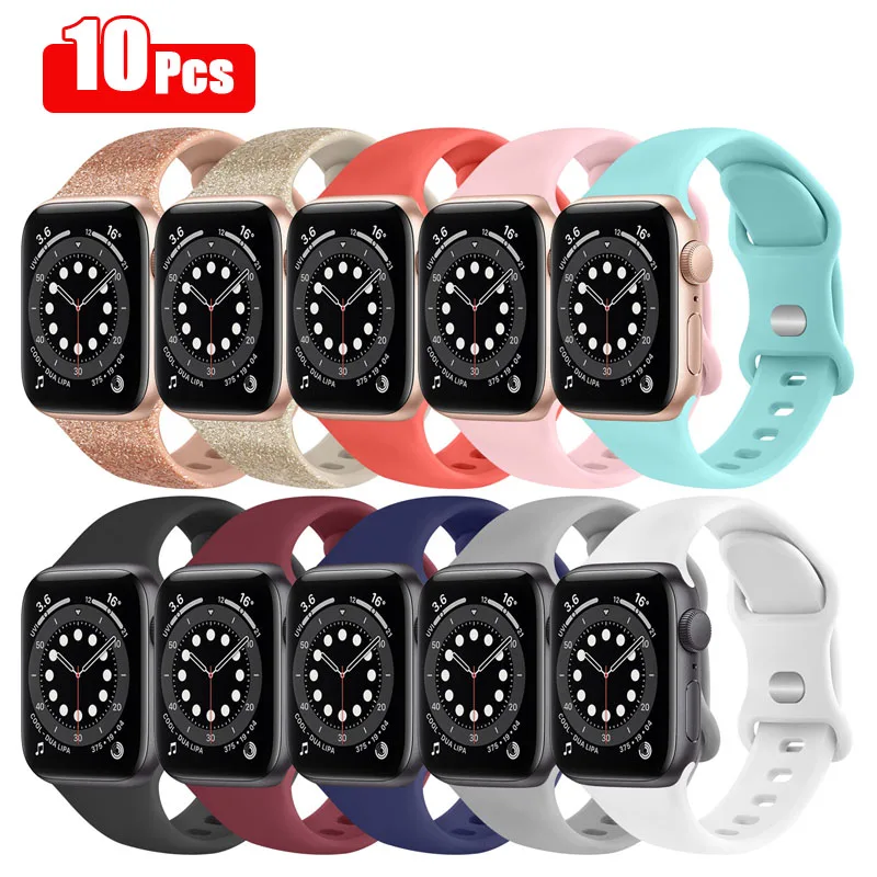 Apple Watch Silicone Strap Band 38mm 42mm 40mm 44mm 45mm Watchband Bracelet For iWatch 7 6 5 4 3 2 1 SE