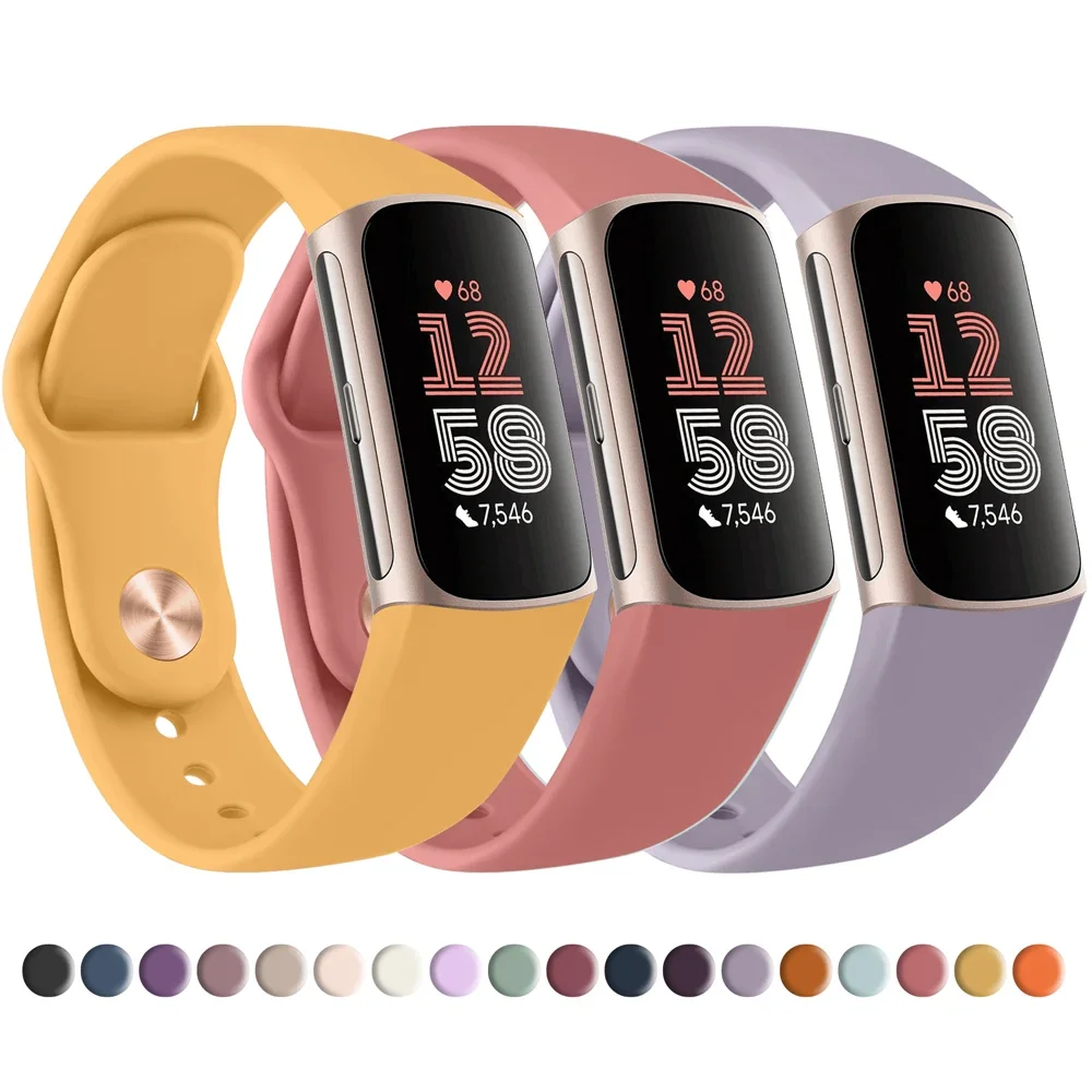 3 Pack Silicone Strap Fitbit Charge 5 6 Band Soft Sport Bracelet Watchband For Fitbit Charge 5/Charge 6 Correa Wristband