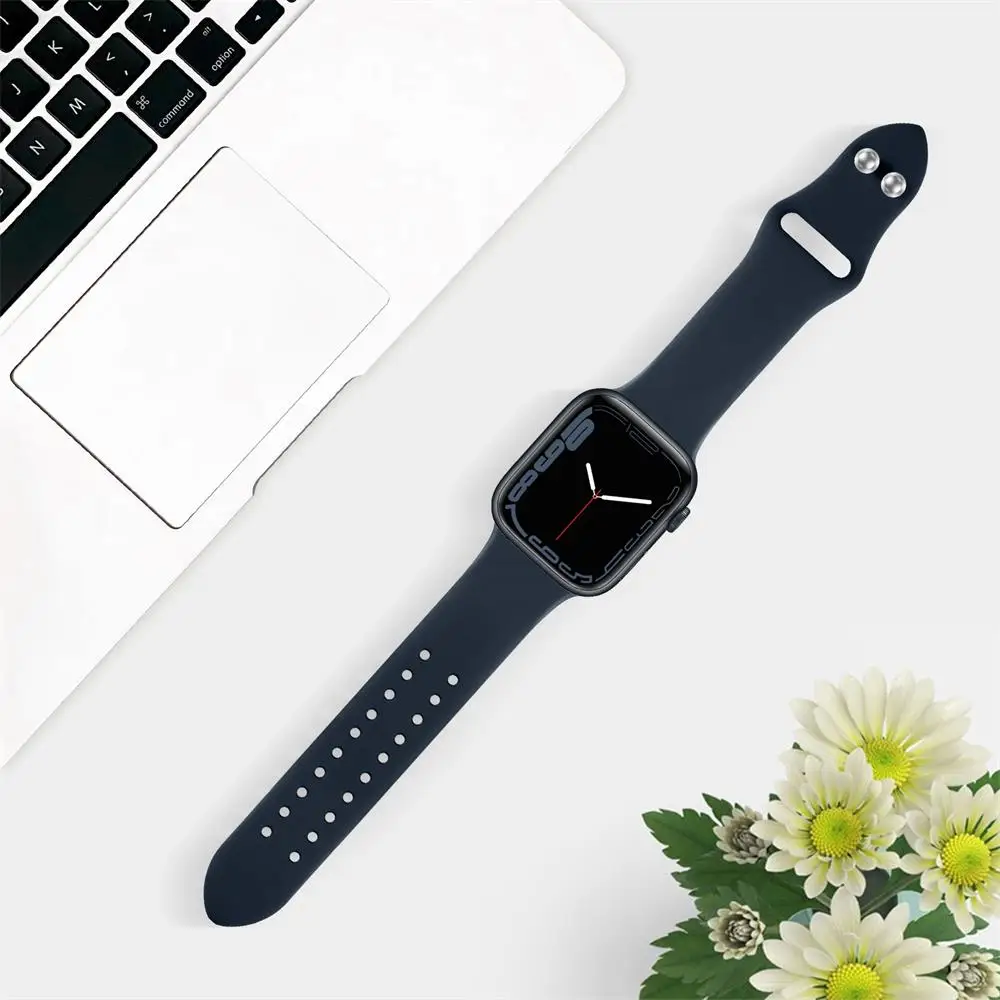 silicone Strap For Apple Watch Band 49/45/44/42/41/40/38mm wrist watchband Correa Bracelet IWatch Series 6 5 3 SE 7 8 ultra