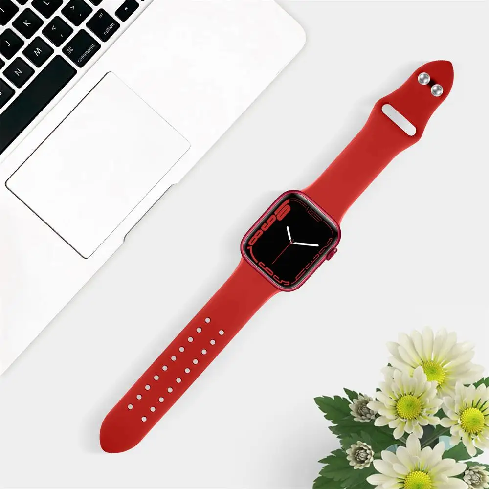 silicone Strap For Apple Watch Band 49/45/44/42/41/40/38mm wrist watchband Correa Bracelet IWatch Series 6 5 3 SE 7 8 ultra