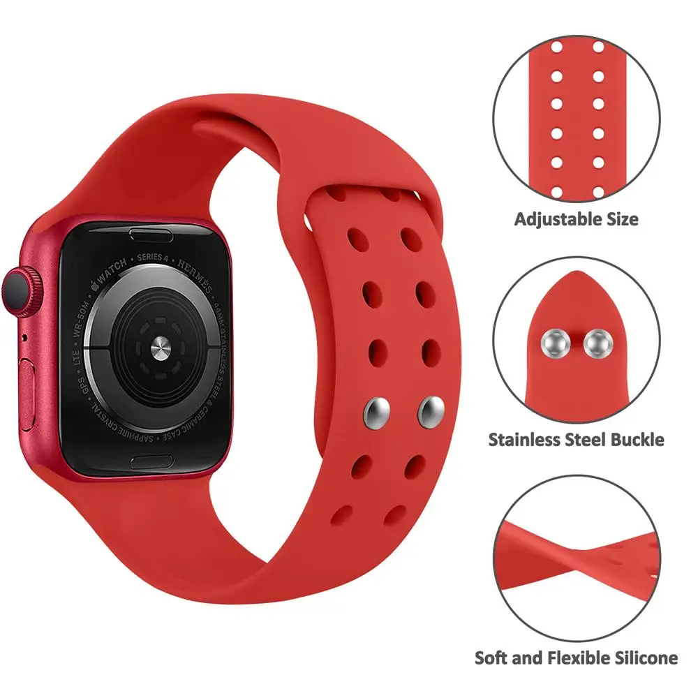 silicone Strap For Apple Watch Band 49/45/44/42/41/40/38mm wrist watchband Correa Bracelet IWatch Series 6 5 3 SE 7 8 ultra