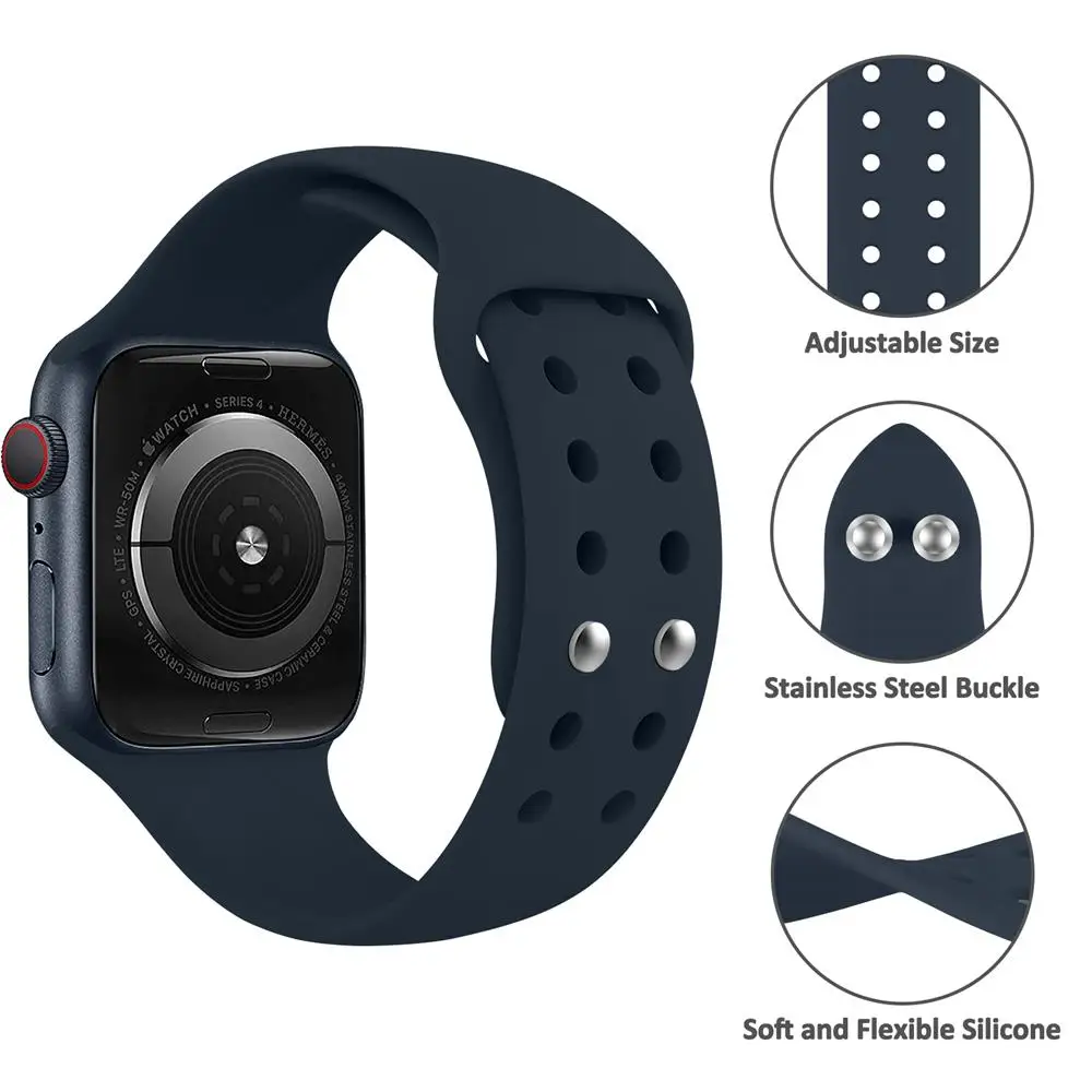 silicone Strap For Apple Watch Band 49/45/44/42/41/40/38mm wrist watchband Correa Bracelet IWatch Series 6 5 3 SE 7 8 ultra