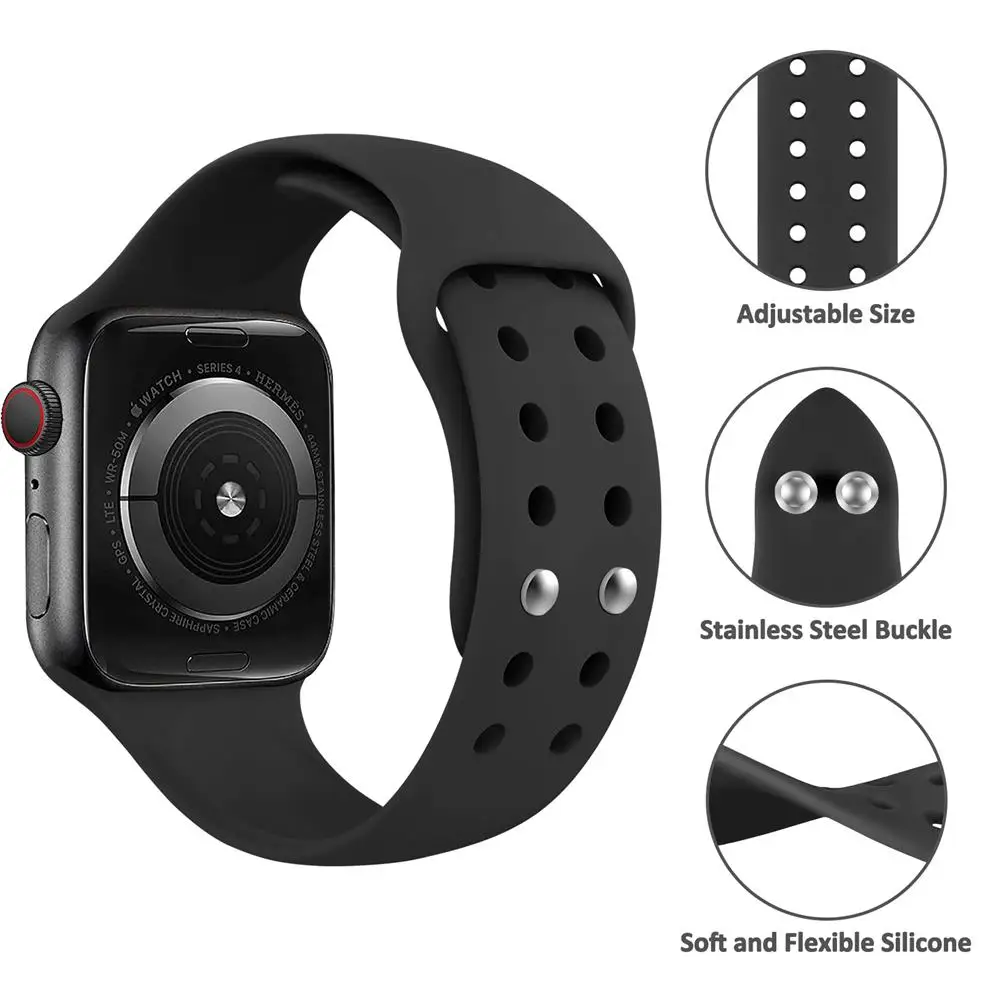 silicone Strap For Apple Watch Band 49/45/44/42/41/40/38mm wrist watchband Correa Bracelet IWatch Series 6 5 3 SE 7 8 ultra
