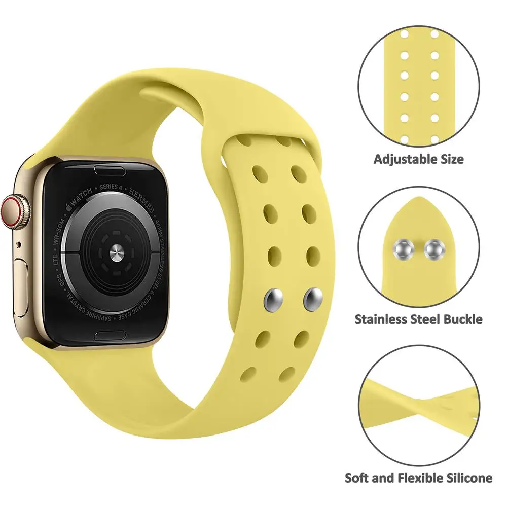 silicone Strap For Apple Watch Band 49/45/44/42/41/40/38mm wrist watchband Correa Bracelet IWatch Series 6 5 3 SE 7 8 ultra