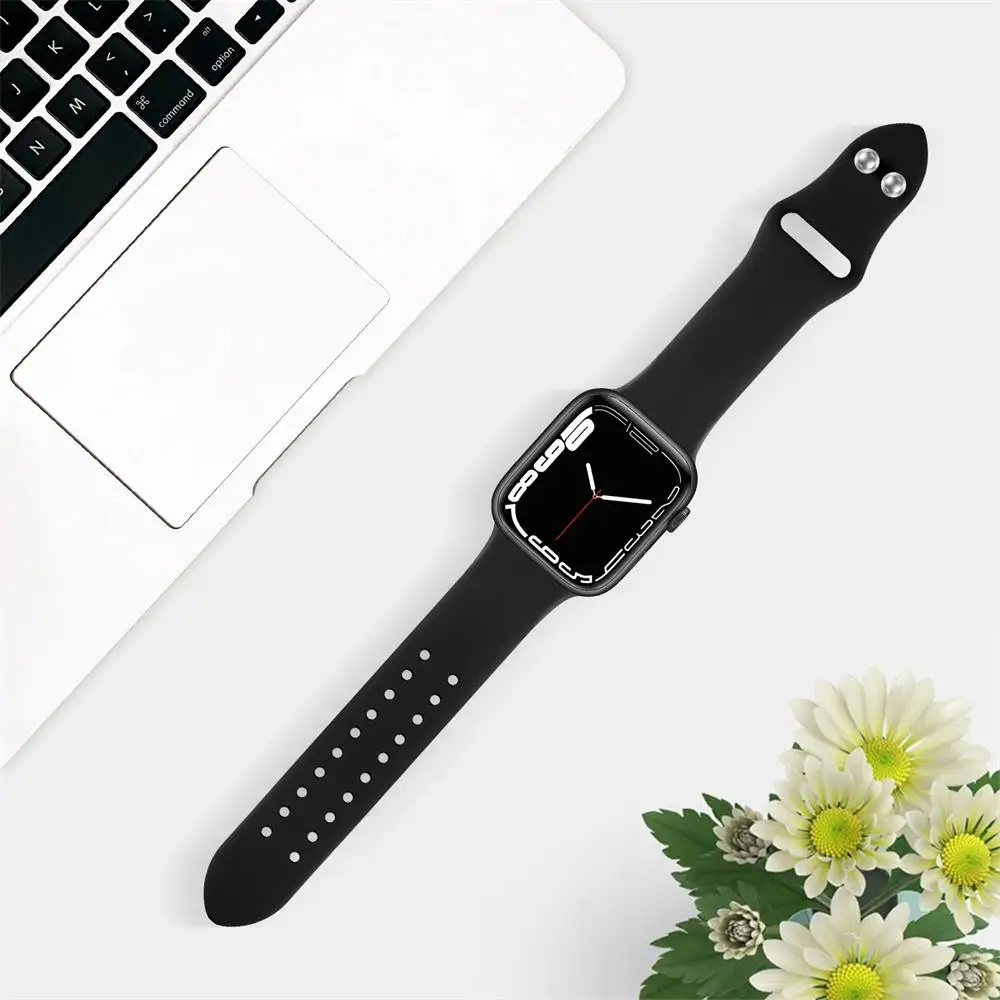 silicone Strap For Apple Watch Band 49/45/44/42/41/40/38mm wrist watchband Correa Bracelet IWatch Series 6 5 3 SE 7 8 ultra