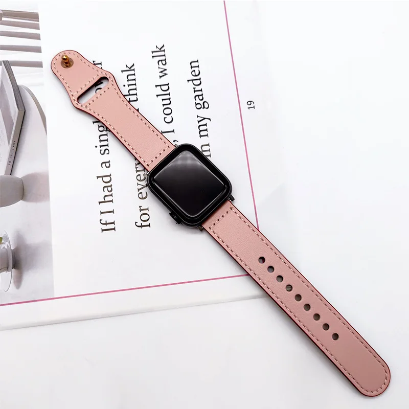 Business Real Leather Strap For Apple Watch Band 44mm 40mm 41mm 45mm 42mm 38mm 49mm Wrist Bracelet iWatch Series 8 se 7 6 5 4 9