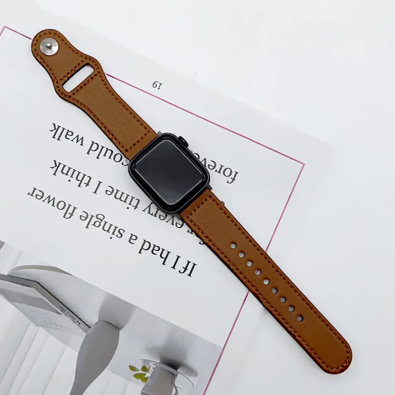 Business Real Leather Strap For Apple Watch Band 44mm 40mm 41mm 45mm 42mm 38mm 49mm Wrist Bracelet iWatch Series 8 se 7 6 5 4 9