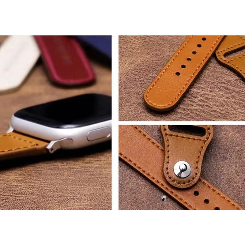 Business Real Leather Strap For Apple Watch Band 44mm 40mm 41mm 45mm 42mm 38mm 49mm Wrist Bracelet iWatch Series 8 se 7 6 5 4 9