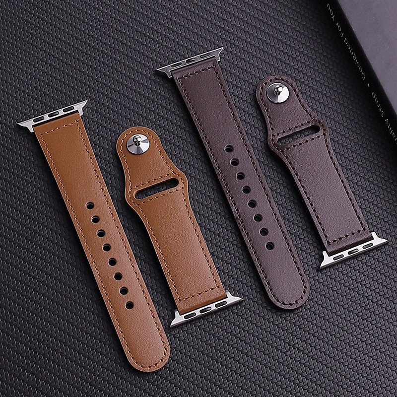 Business Real Leather Strap For Apple Watch Band 44mm 40mm 41mm 45mm 42mm 38mm 49mm Wrist Bracelet iWatch Series 8 se 7 6 5 4 9