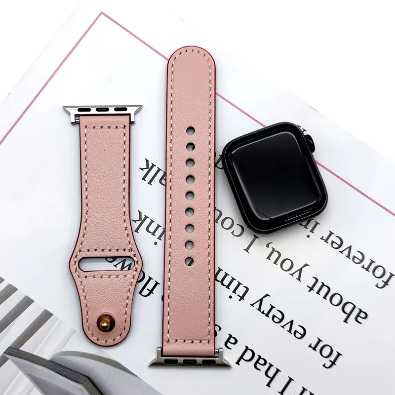 Business Real Leather Strap For Apple Watch Band 44mm 40mm 41mm 45mm 42mm 38mm 49mm Wrist Bracelet iWatch Series 8 se 7 6 5 4 9