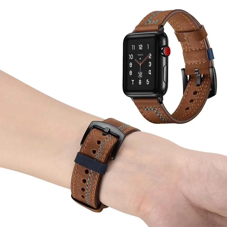 Leather Band For Apple Watch Ultra 38mm 42mm 44mm Correa 45mm/49mm Wrist Bracelet iWatch Series 8 7 3 4 5 6 Se 42mm/44mm Strap