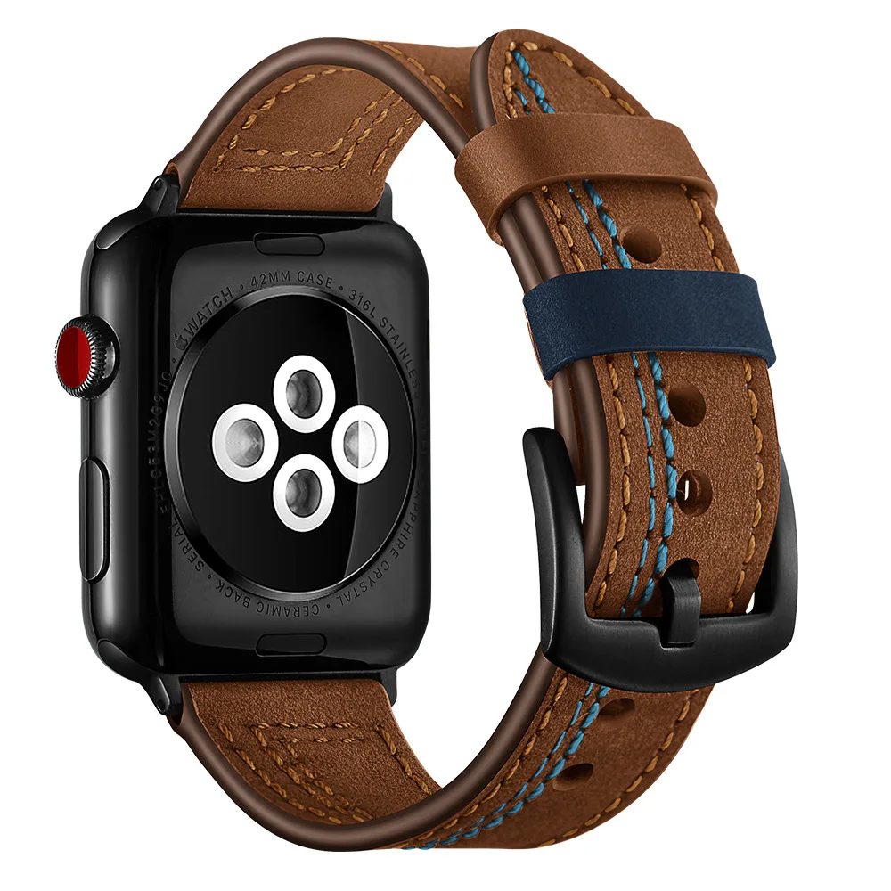 Leather Band For Apple Watch Ultra 38mm 42mm 44mm Correa 45mm/49mm Wrist Bracelet iWatch Series 8 7 3 4 5 6 Se 42mm/44mm Strap