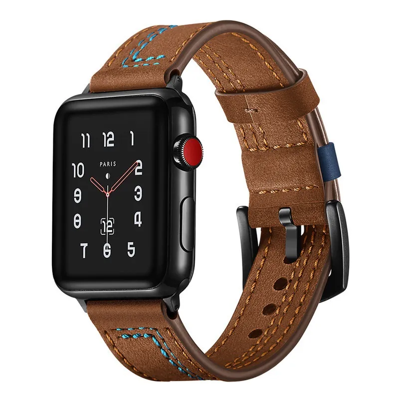 Leather Band For Apple Watch Ultra 38mm 42mm 44mm Correa 45mm/49mm Wrist Bracelet iWatch Series 8 7 3 4 5 6 Se 42mm/44mm Strap