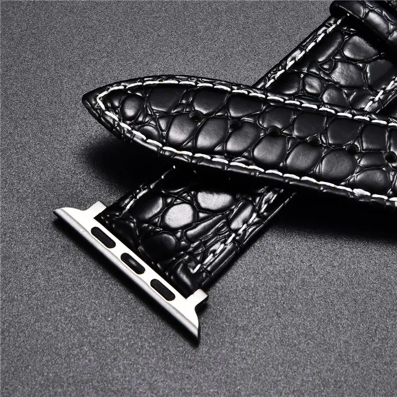 Crocodile Pattern Design Leather Watchbands for Apple Watch Ultra 8 7 6 SE 5 4 3 Watch Strap 49 45 44 42 41 40 38mm for iwatch