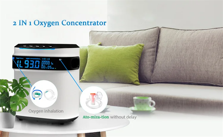 Oxygen Concentrator 220V 110V Stock Portable Silent Oxygen Concentrator Breathing O2 Machine For Home 1-7L Oxygen Concentrator